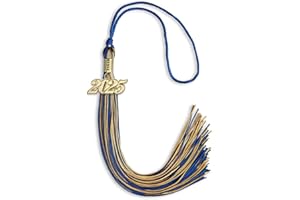 Endea Graduation Mixed Double Color Tassel with Gold Date Drop (Royal Blue/Antique Gold, 2025)