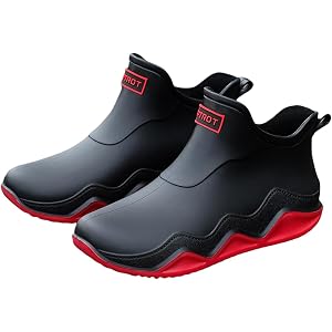 Toumov Ankle Rain Boots Women Non-Slip Fishing & Ankle Deck Boot Waterproof Rubber Garden Shoes Lightweight Short Rainboots S
