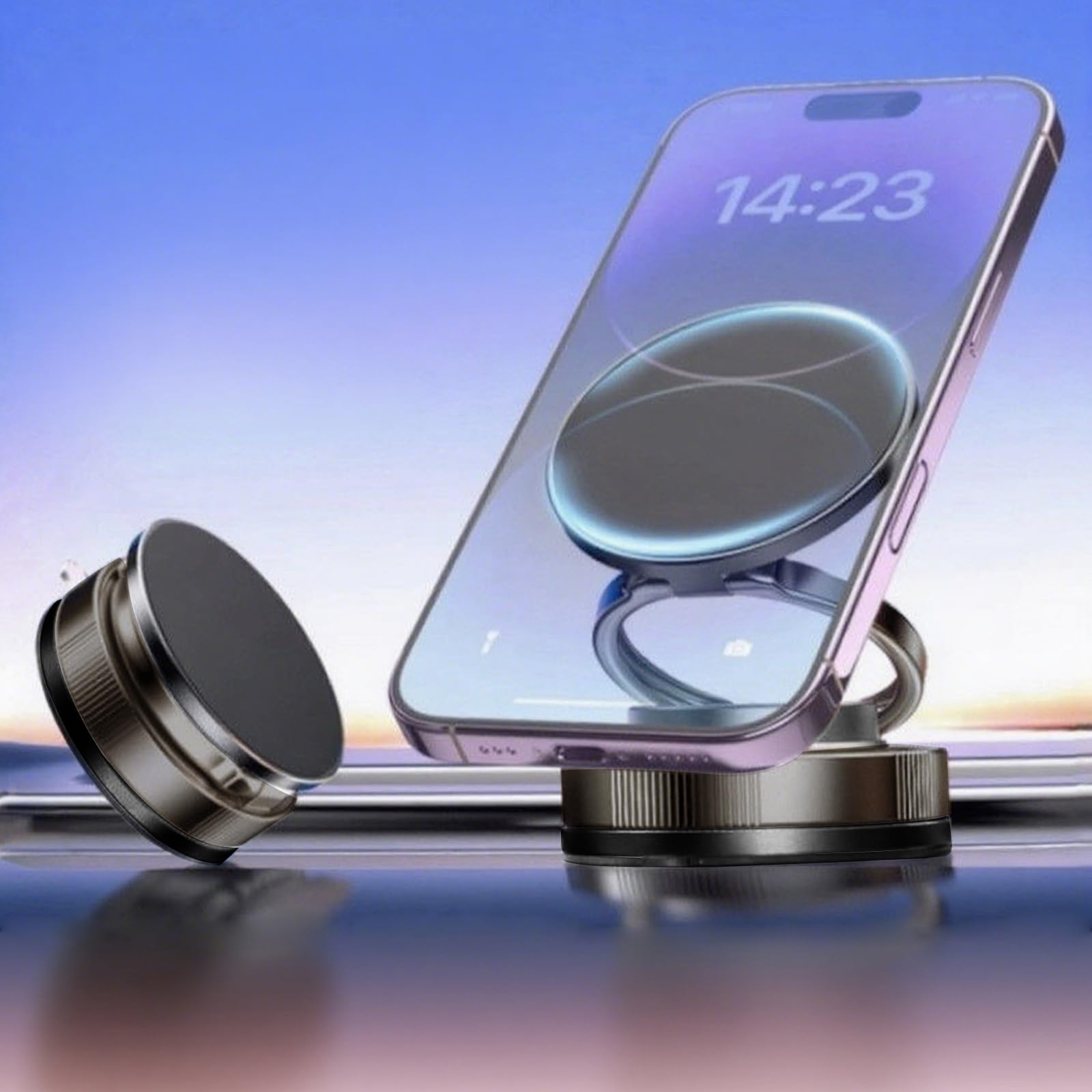 Photo 1 of 2025 Upgraded Vacuum Magnetic Car Phone Holder 360° Rotation Foldable Suction Cup Mount for MagSafe Cell Phone Holders for Your Car/Gym for iPhone & Android