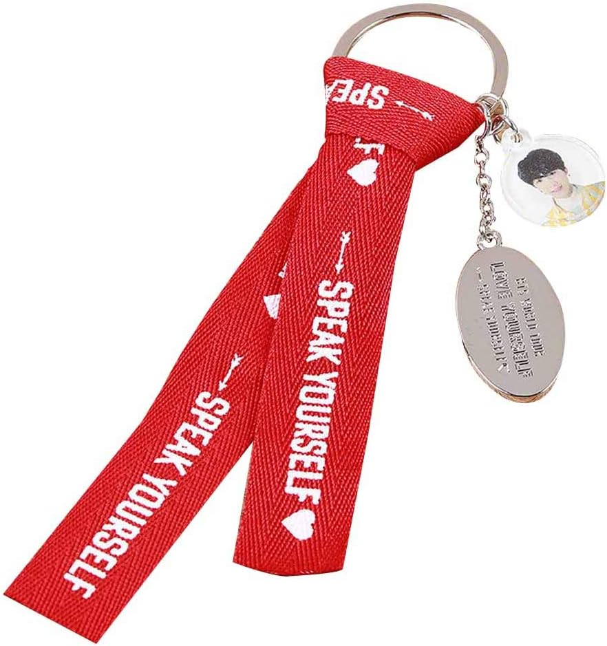 Youyouchard Kpop BTS Official Keychain Love Yourself Speak Yourself Tassels Keychain with Ribbon for Handbag Purse Backpack Phone Hanging Pendant Keyring(SUGA)