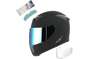 1Storm Motorcycle Full Face Helmet Skull King Matt Black + One Extra Clear Shield: HJK311