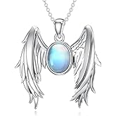 OUTANG Angel Wings Necklace for Women 925 Sterling Silver Moonstone Wings Pendant Ladies Jewelry Gifts