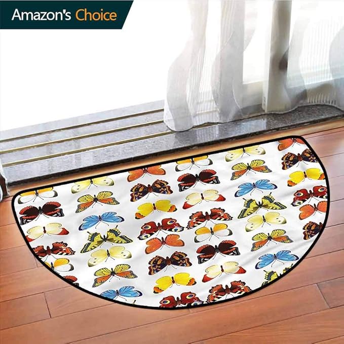DESPKONMATS Butterfly NonSlip Semicircular rug, Butterflies Many