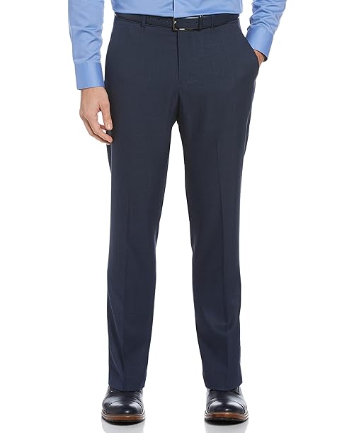 Perry Ellis Men's Standard Portfolio Performance Stretch Dress Pant, Modern Fit and Non-Iron Flat Front, Mood Indigo, 34W x 34L