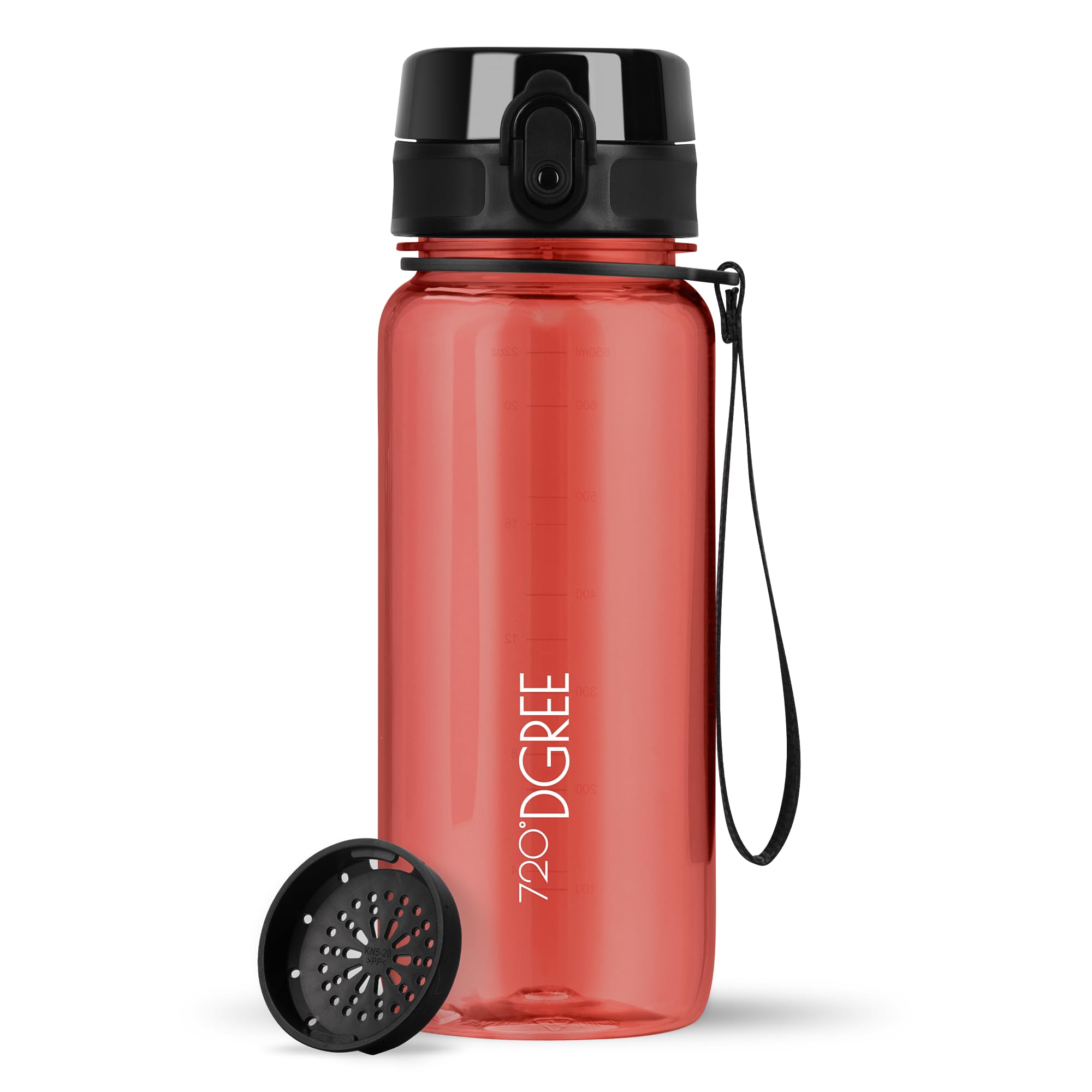 720°DGREE Water Bottle 650ml “uberBottle“ softTouch +Sieve - BPA-Free Tritan, Leakproof, Reusable Drinking Bottle - Sports Bottle for School, Fitness, Gym, Cycling, Travel, Office, Outdoor, Hiking