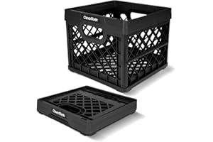 CleverMade Collapsible Milk Crate, Obsidian, 1PK - 25L (6 Gal) Stackable Storage Bins, Holds 50lbs Per Bin - Clevercrates are Heavy Duty, Plastic Collapsible Storage Crate for Multi Purposes