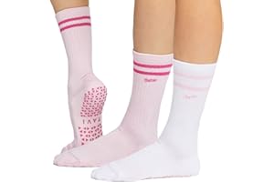 TAVI NOIR TAVI Kai Fashion Crew Grip Socks - Slipper Socks for Barre, Pilates, and Yoga - Pilates Socks with Grips for Women and Men