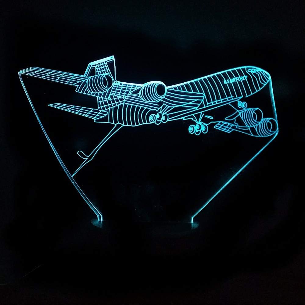 HIOJDWA Night Light 3D Led Nightlight Touch Button USB Acrylic Aviation Aircraft Table Lamp 7 Color Change Air Plane Home Decor Sleep Lighting Gifts