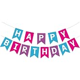 Happy Birthday Banner Blue Pink Purple Happy Birthday Bunting Banner for Kids Birthday Baby Shower Party Supplies