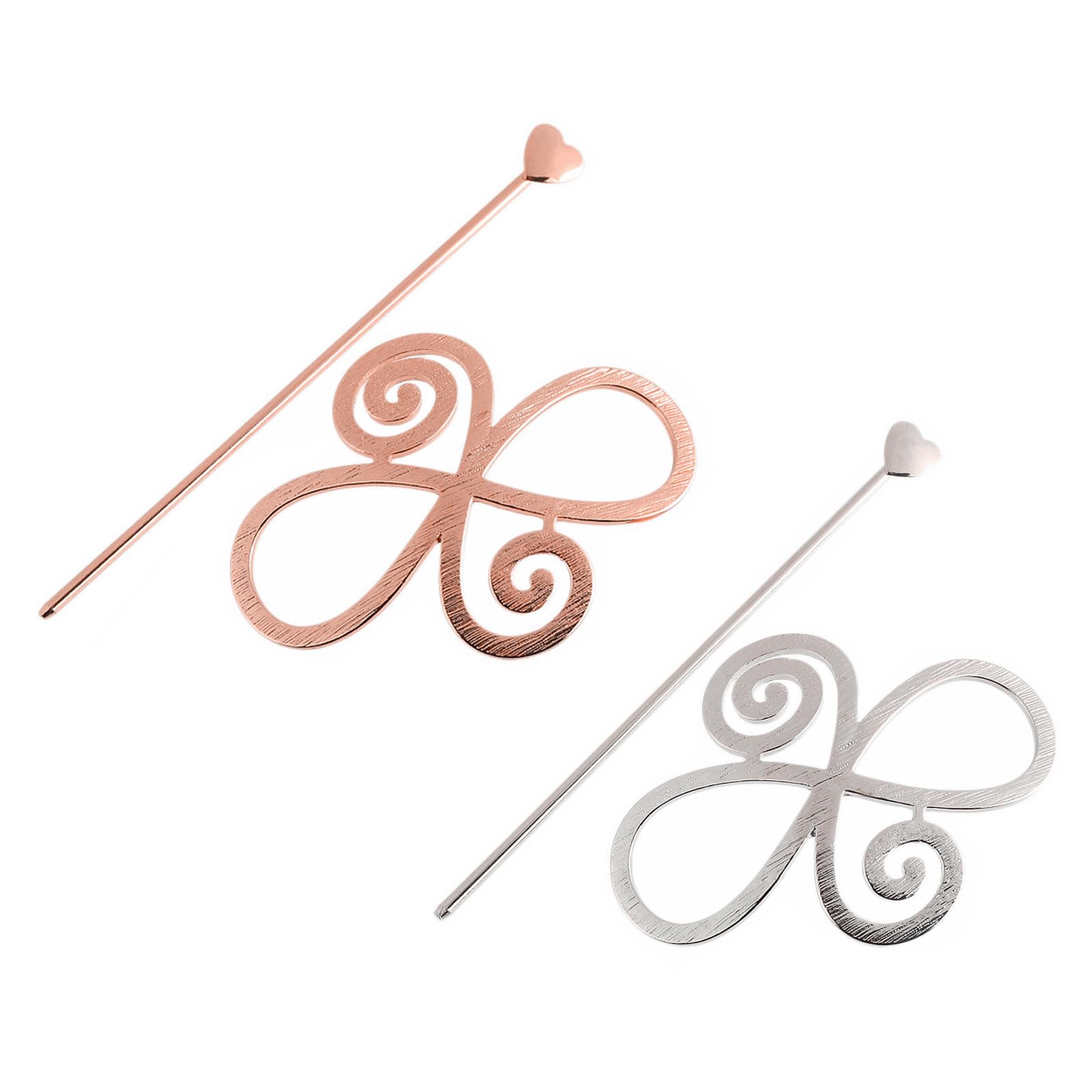 WUDQIJI Vintage Celtic Knot Hair Clip Pack of 2 Celtic Hair Clip for Women Hair Clip Barrettes Bun Holder Clips Long Hair Pin Decorative Hair Accessories for Girls (Silver, Gold)