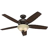 Hunter 52 inch Indoor Ceiling Fan with LED Light - Bronze Ceiling Fan with Pull Chain, For Bedroom or Living Room, Standard M