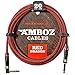 Red Dragon Instrument Cable - Noiseless for Electric Guitar and Bass - 20 Foot TS 1/4Inch Angled PL