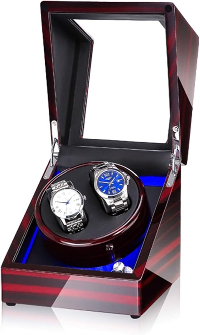 Klarstein Porta Orologi Con Carica Automatica | Per 4 Orologi | 3 Modalit&agrave; Rotazione LED