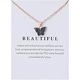 Colorful Acrylic Butterfly Pendant Necklace Bohemian Adjustable Retro Card Clavicle Chain Insect Animal Necklace for Women Friend Friendship Party Jewelry Gift