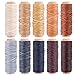 10 Colors Thread Cord with 20pcs Large-Eye Stitching Needles,330 Yards 150D Leather Sewing Waxed Thread Cord,Each of 33 Yards …