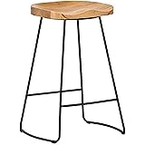 Amazon Brand – Rivet Modern Industrial Wood Kitchen Counter Bar Stool with Metal Legs, 25.6"H, Oak, Black