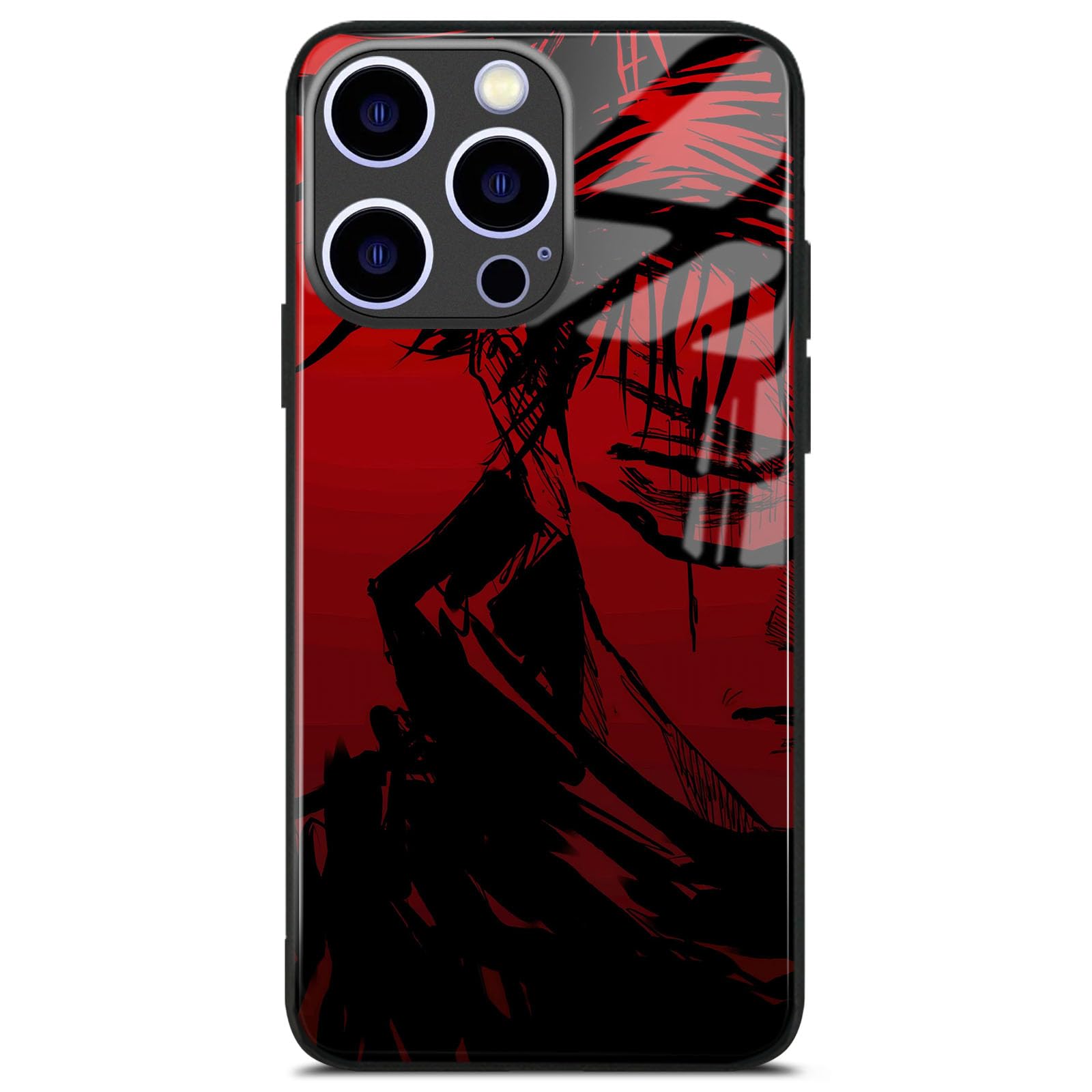 Akatxezy Anime Manga Case for iPhone 16 Plus, Tempered Glass Back & Silicone Frame, HD Print Shockproof Protective Phone Cover