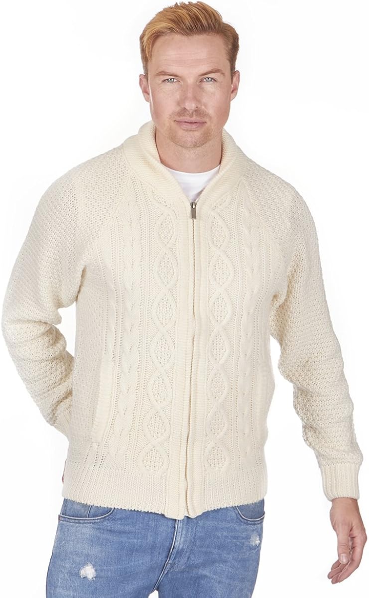 Urban Release Mens Chunky Cardigan Knitted Warm Winter Thick Shawl