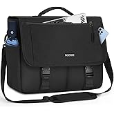 RAINSMORE Messenger Bag for Men Messenger Bag 15.6 Inch Water Resistant Laptop Bag Casual Satchel Bags for Men Large College Computer Bag Office Work Briefcase Fashion Crossbody Shoulder Handbag Black