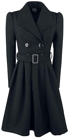 H&R London Black Vintage Swing Coat Wintermantel schwarz