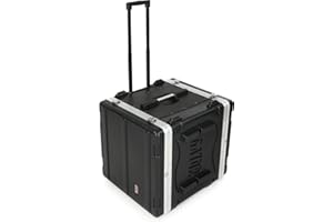 Gator Cases Lightweight Molded 10U Rack Case with Built-in Power Supply, Heavy Duty Latches, Retractable Tow Handle, and Recessed Wheels; 19.25" depth (GRR-10PL-US)