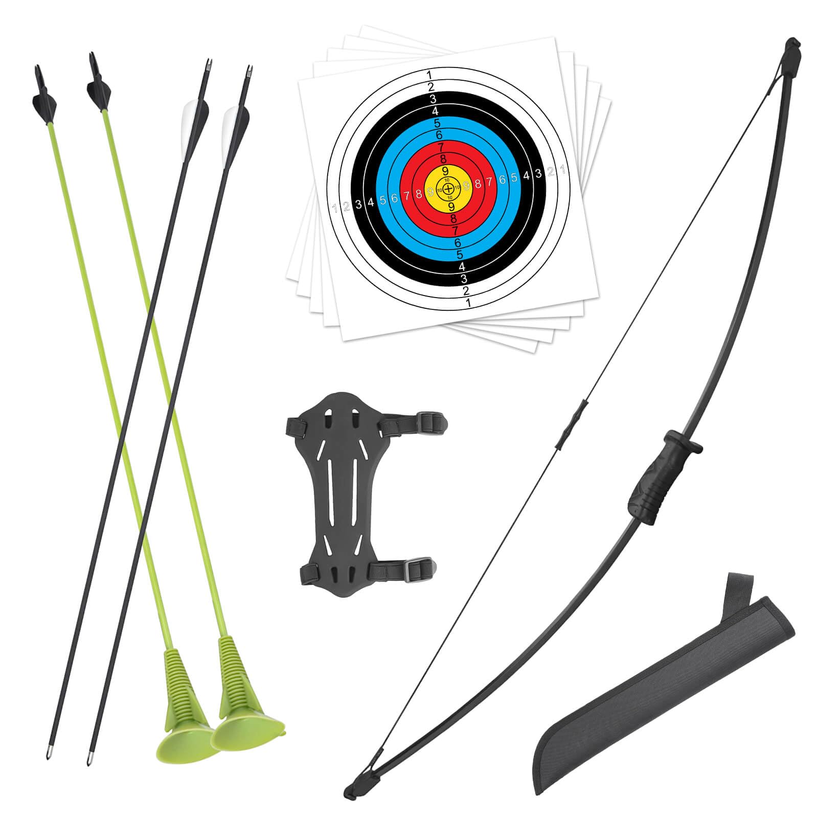 VALYPANOR Archery Recurve Bow and Arrow Youthbow Set, Archery Beginner Gift with 4 Arrows 5 Target Face,Ideal for Teens,Outdoor Sports Game Longbow, Perfect for Left & Right Hand