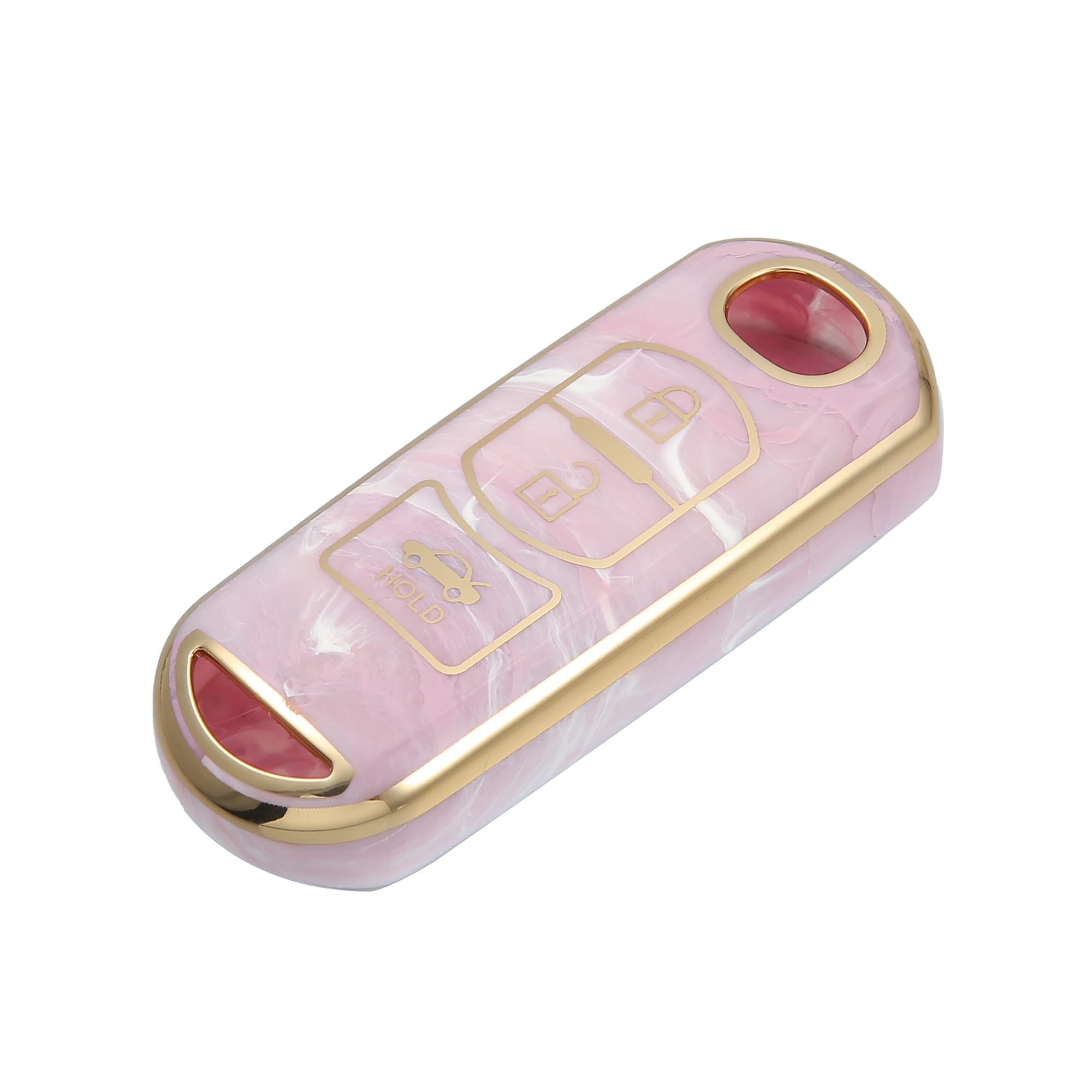 Photo 1 of VekAuto Key Fob Cover Compatible for Mazda CX-3 CX-4, 3 Button Porcelain Pattern Fashion Soft TPU Pink Remote Keyless Smart Key Fob Case Protection Shell