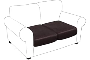 MOLASOFA Leather Like Loveseat Couch Cushion Covers Sofa Seat Slipcovers Sets Couches Furniture Protector for Sectional Loveseat Pets Friendly Kids Stretch Spandex Fabric (2 Cushion Loveseat, Chocolate)