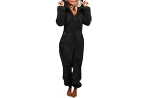 oelaio Cute Fleece Onesie Pajamas for Women Fuzzy Sherpa Hooded Romper One Piece Zipper Winter Warm Sleepwear Pajama Jumpsuit