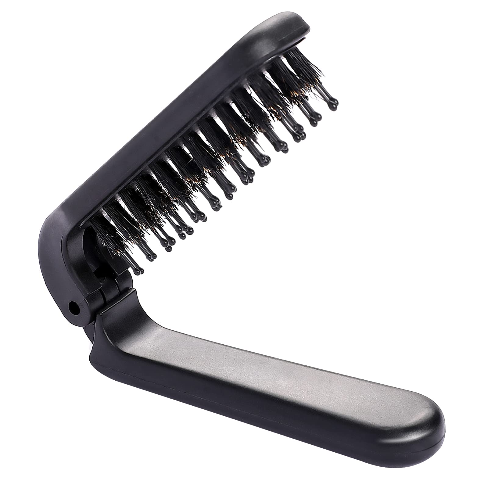 Folding Hair Brush, Mini Foldable Hair Brush Portable Boar Bristles Hair Comb Pocket Size Comb Hair Styling Tool Travel Collapsable Hairbrush for Purse Gym Trip Swiming Car