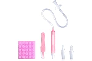 VIMAZ Baby Nasal Aspirator Nasal Congestion Relief with 25 Hygiene Filters 2 Silicone Tips with Nose Cleaning Tweezer, Pink