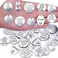 BronaGrand 40pcs Inspiration Words Charms Craft Supplies Beads Charms Pendants for Crafting, Jewelry Findings Making Accessory for DIY Necklace Bracelet