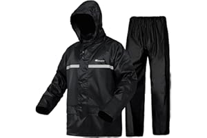 HANMENGXUAN Rain Suit, Rain Gear for Men Women Waterproof Work Lightweight Rainwear Rain Coat (Jacket & Pants)