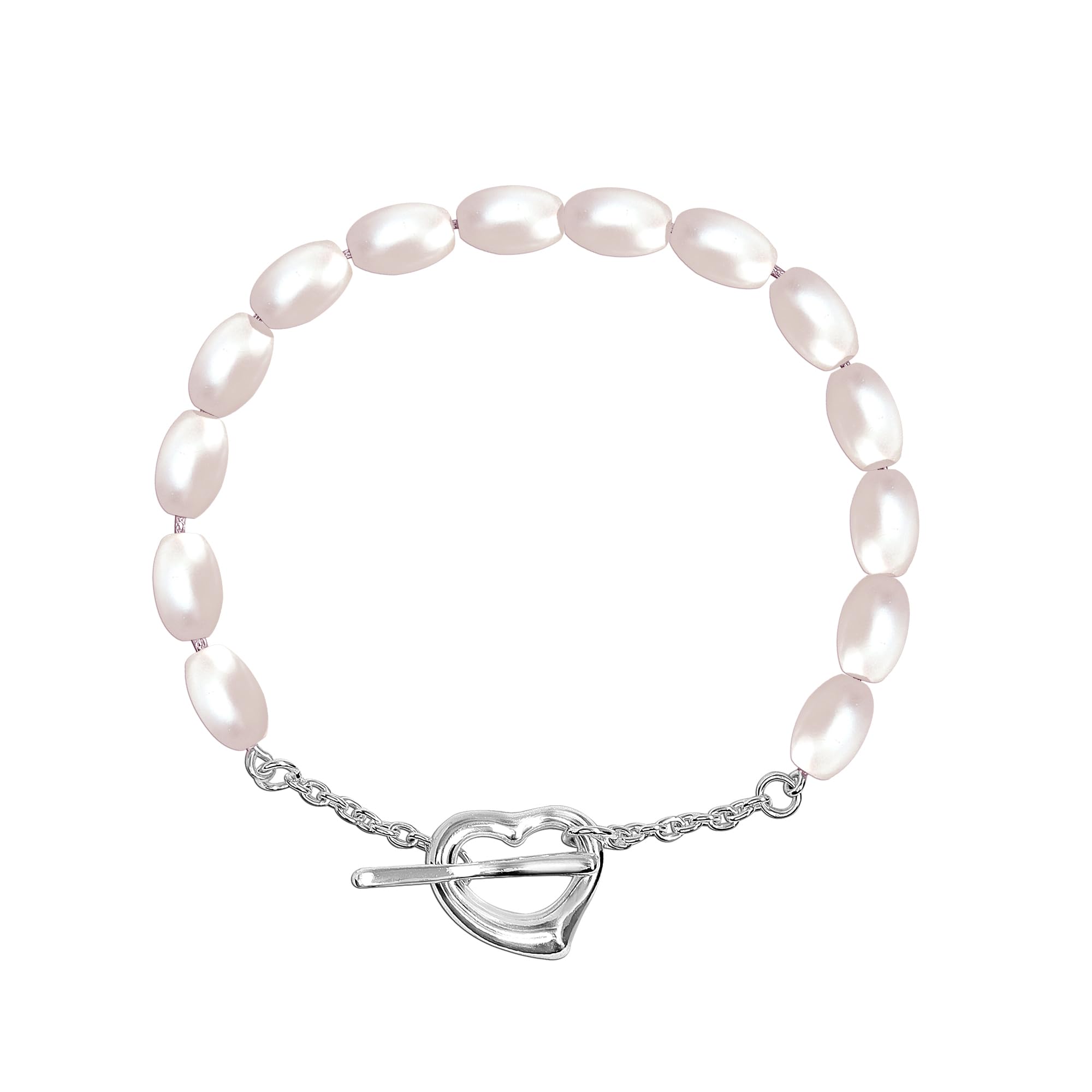 LeCalla 925 Sterling Silver Simulated Oval Pearl Bracelet for Women
