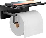 susswiff Black Stainless Steel Toilet Roll Holder with Shelf, Rustproof view 1