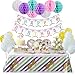 Unicorn Happy Birthday Banner with Pom Pom Balls Unicorn Themed Party Decorations for Girls Birthday Party Supplies