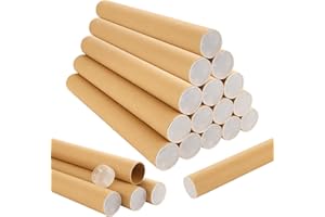 CYEAH 20 Pcs Mailing Tubes with Caps, 1.5x12-Inch Kraft Paper Poster Tube for Shipping, Packing, Bulk Round Packaging, Cardboard Mailers, Art Prints, Maps, Blueprint