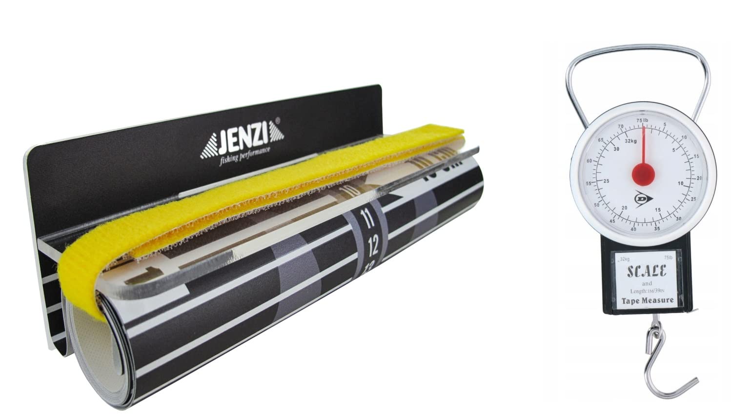 Jenzi Fish Tape Measure Set XL 140 x 20 cm Tape Measure with Stop for Fishing – Rollable Measuring Scale Ruler Scale Fish Measure Tape + Fish Sc