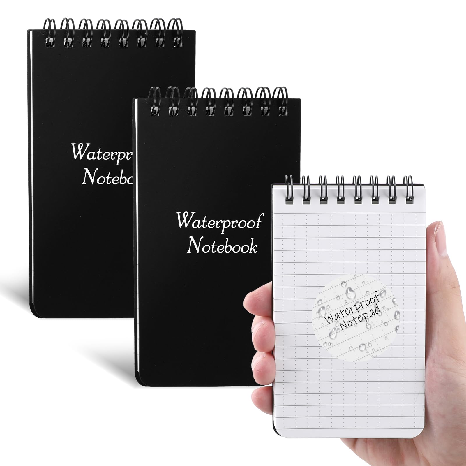 Aeaocvo 2 Pack Waterproof Notebook 13 x 7.6 cm Write in the Rain Notebook, Black Stone Paper Notepad Pocket Notepad for Outdoor Activity Recording
