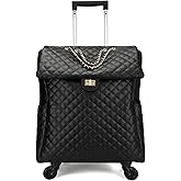 feilario 20in Leather Softside Carry on Suitcases Travel Duffel Bag with 4-rolling Spinner Wheels