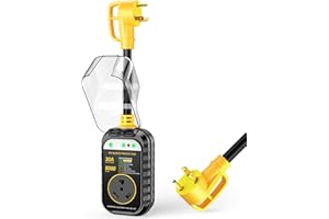 GEARGO RV Surge Protector 30 Amp RV Waterproof Circuit Analyzer Surge Guard Full Protection(8000 Joules), Surge Voltage Protection Plug for Camper(Yellow)