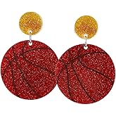 Sports Ball Earrings for Women- Baseball Soccer Football Volleyball Basketball Studs & Dangle Earrings, Sports Fan Jewelry Gift for Game Day/Party