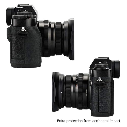 Black Square Metal Lens Hood Shade w/Cover Cap for Fujifilm