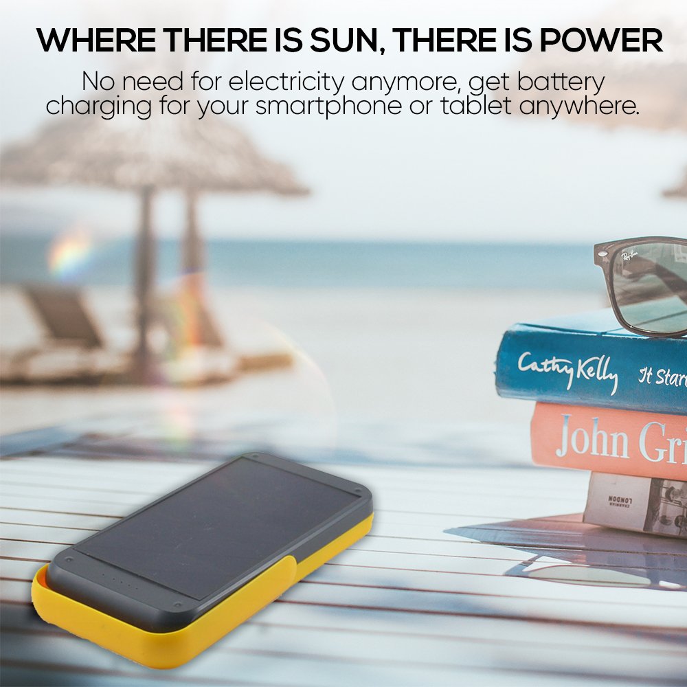 Solar Charger, PowerLocus 13400mAh Solar Power Bank SunPower Portable Dual USB Solar Panel Powered Phone Charger External Travel Battery Pack for iPhone Samsung S8 iPad