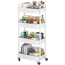 Sywhitta 4-Tier Plastic Rolling Utility Cart with
