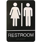 Unisex Braille Restroom Sign - Comes with Graphical Symbols and Double Sided 3M Tape to Secure Perfectly in Less Than a Minut