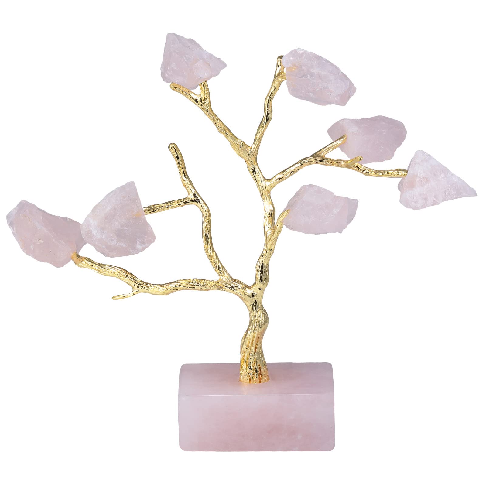 mookaitedecor Natural Healing Crystal Tree Ornament Aesthetic Room Decor for Luck, Rose Quartz Jewellery Display Stand Storage Rack Organiser Stone Holder for Bracelets Earrings, Rose Quartz Tree