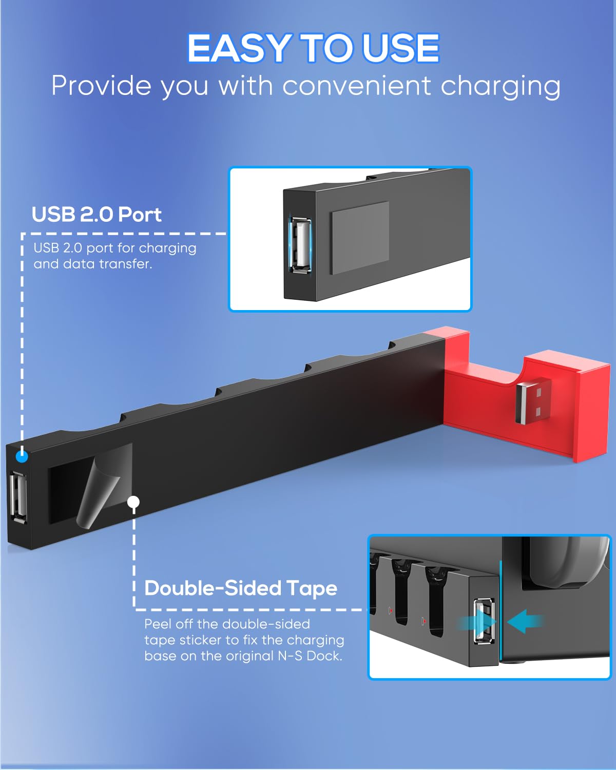 FYOUNG Controller Ladestation für Joy Con kompatibel mit Nintendo Switch & Switch OLED, Switch Ladestation Zubehör für JoyCons mit LED-Anzeige - Schwarz 6