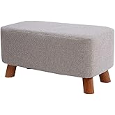 Upholstered Footstool Modern Sofa Stool Breathable Fabric Bench Removable and Washable Sturdy Solid Wood Legs Change Shoe Ben