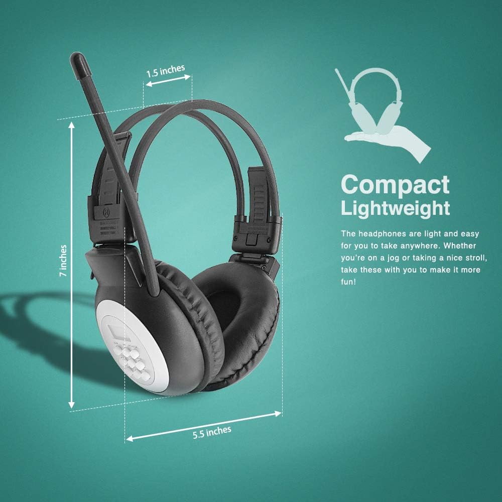 Portable Personal FM Radio Headphones Ear Muffs with Best Reception, Wireless Headset with Radio Built in for Walking, Jogging, Daily Works Powered by 2 AA Batteries (Not Included): Home Audio & Theater